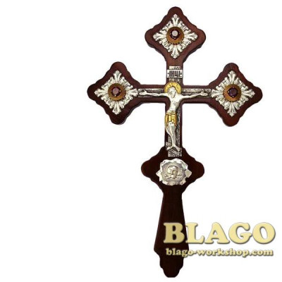 Хрест напрестольний дерев'яний з фрагментарною позолотою