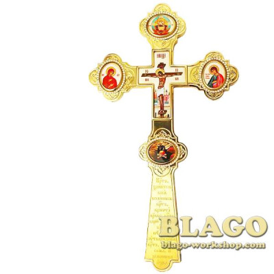 Крест напрестольный латунный с декором