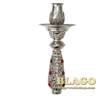 Підсвічник (односвічник) в руку латунний з вставками