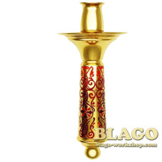 Підсвічник (односвічник) в руку латунний позолочений з травленням