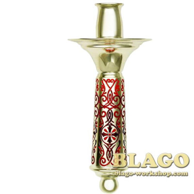 Підсвічник (односвічник) в руку латунний з травленням