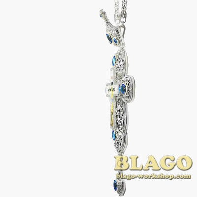 Хрест латунний з вставками та ланцюжком 0133л-2^1л