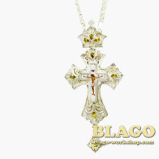 Хрест латунний з принтом та ланцюжком 0138л-2^1л