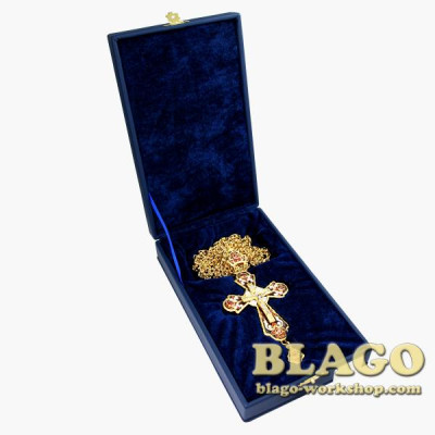 Хрест позолочений з вставками та ланцюжком 0145лп^1лп