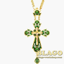 Хрест позолочений з вставками та ланцюжком 0145лп^1лп