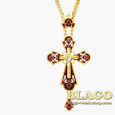 Хрест позолочений з вставками та ланцюжком 0145лп^1лп
