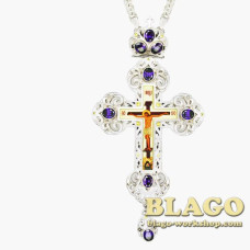 Хрест латунний з принтом та ланцюжком 0147л-2^1л