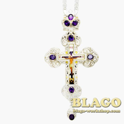 Хрест латунний з принтом та ланцюжком 0147л-2^1л