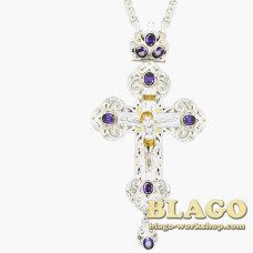 Хрест латунний з принтом та ланцюжком 0147л^1л