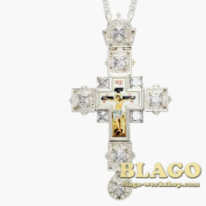 Хрест латунний з принтом та ланцюжком 0155л-2^1л