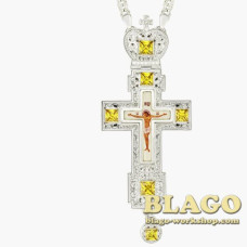 Хрест латунний з принтом та ланцюжком 0157л-2^1л