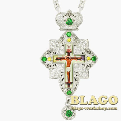 Хрест латунний з вставками 0160л-2^1л