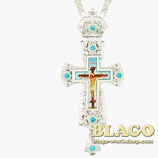 Хрест латунний з вставками та ланцюжком 0159л-2^1л