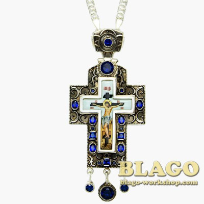 Хрест латунний з принтом та ланцюжком 0161л-2^1л