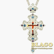 Хрест латунний з принтом та ланцюжком 0163л-2^1л