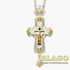 Хрест латунний з принтом та ланцюжком 0178л-2^1л