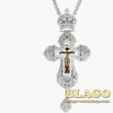 Хрест латунний з принтом та ланцюжком 0180л-2^1л