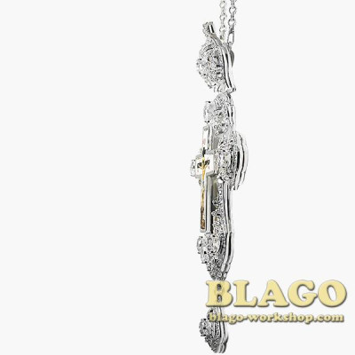 Хрест латунний з принтом та ланцюжком 0180л-2^1л