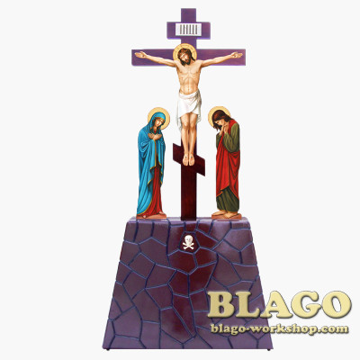 Голгофа напольная средняя с предстоящими, "Скорбь", 140х60х243 см