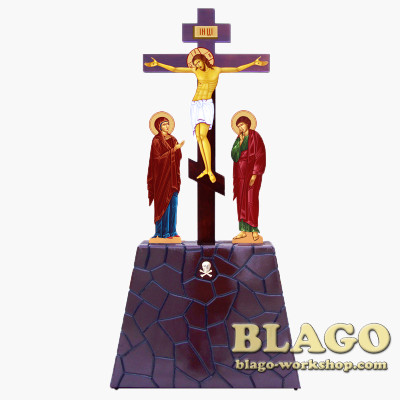 Голгофа напольна середня, предстоящі з піднятими головами, 140х60х243 см