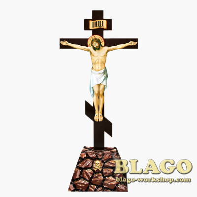 Calvary floor largewith a metal crucifix, without upcoming ones, 100x70x275 cm