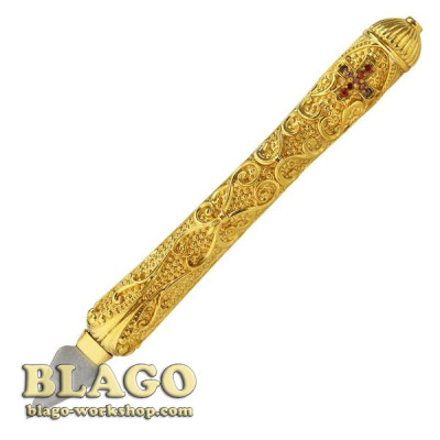 Копие малое латунное со вставками, 10,5 см