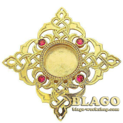 Мощевик латунний позолочений квадратний з цирконієм, 4,5 см