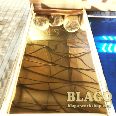 Листи з нержавіючої сталі (булат) покриті під золотий колір розміром 1000х2000мм