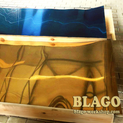 Листи з нержавіючої сталі (булат) покриті синім кольором  розміром 1000х2000мм