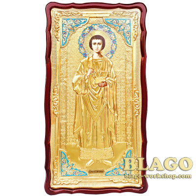 Храмова ікона Пантелеймон цілитель в ризі, фігурна рамка, 61х112 см