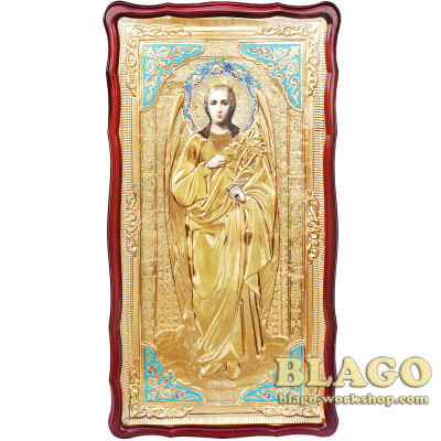 Храмова ікона Архангела Гавриїла в ризі, фігурна рамка, 61х112 см