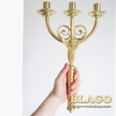 Three candlesticks with water, brass, 23x38 cm
