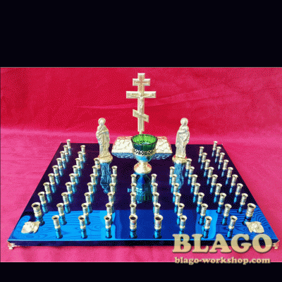 Panikhida memorial tray 80 candles blue, 49х62 cm