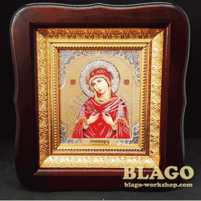 Icon of the Mother of God “Seven-shot”, 18х20 cm