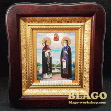 Ікона Святі Петро і Февронія в фігурній рамі, 18х20см