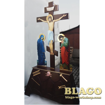 Голгофа напольная большая с деревянным крестом, 135х40х220 см Голгофа напольная большая с деревянным крестом, 135х40х220 см