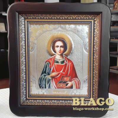 Icon Saint Pantaleon, 23х26 cm