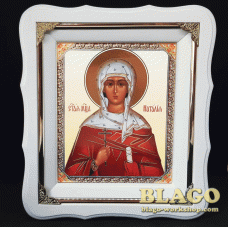 Ікона Свята мучениця Наталія у білій фігурній рамі, 21х24см