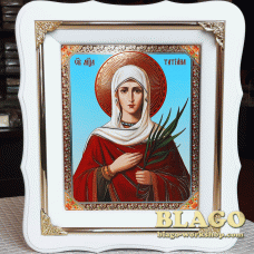 Ікона Свята Мучениця Тетяна у білій фігурній рамі, 21х24см