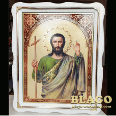 Ікона Святий Іван Предтеча у білій фігурній рамі, 37×47 см