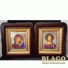Ікони вінчальні Спаситель, Казанська у фігурній рамі, 18×20 см