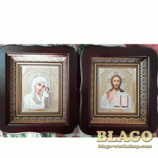 Ікони вінчальні Спаситель, Казанська у фігурній рамі, 18×20 см