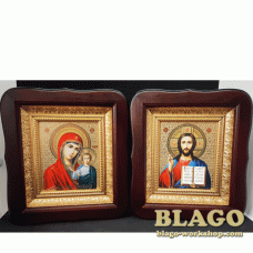 Ікони вінчальні Спаситель, Казанська у фігурній рамі, 18×20 см