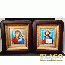 Ікони вінчальні Спаситель, Казанська у фігурній рамі, 18×20 см