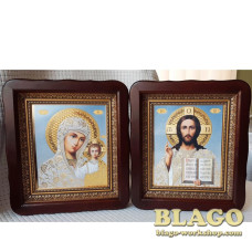 Pair Wedding Icons Our Lady Of Kazan And Christ The Savior Icons, 23х26 cm