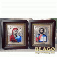 Ікони вінчальні Спаситель, Казанська у фігурній рамі, 23×26 см