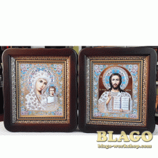 Ікони вінчальні Спаситель, Казанська у фігурній рамі, 23×26 см