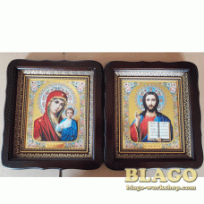 Ікони вінчальні Спаситель, Казанська у фігурній рамі, 23×26 см