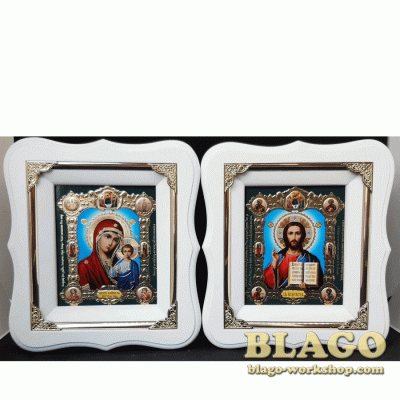 Pair Wedding Icons Our Lady Of Kazan And Christ The Savior Icons, 17х19 cm