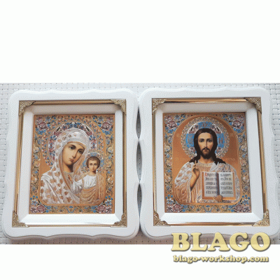 Pair Wedding Icons Our Lady Of Kazan And Christ The Savior Icons, 21х24 cm